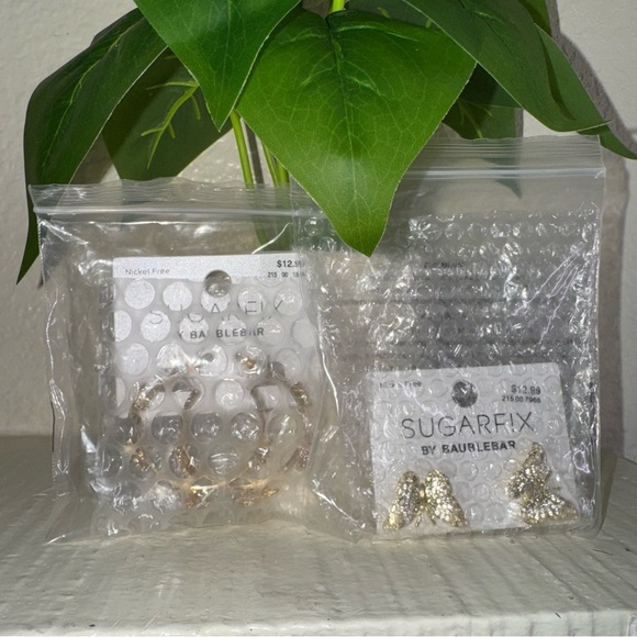 Set of 2 Butterfly Earrings Sugarfix by Baublebar Hoops & Studded Nickle Free - Picture 2 of 8